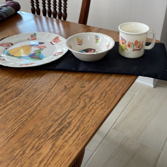 Disney Kitchen Disneys Vintage Snow White Set A Bowl Plate And Cup